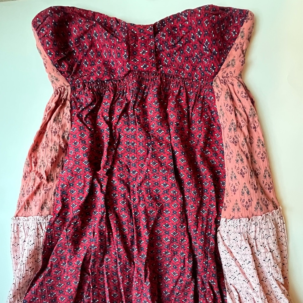 Free People, Across the Sea, red/pink strapless, mini dress, XS